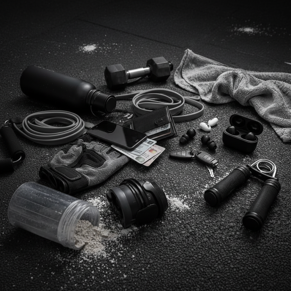 Square messy gym items